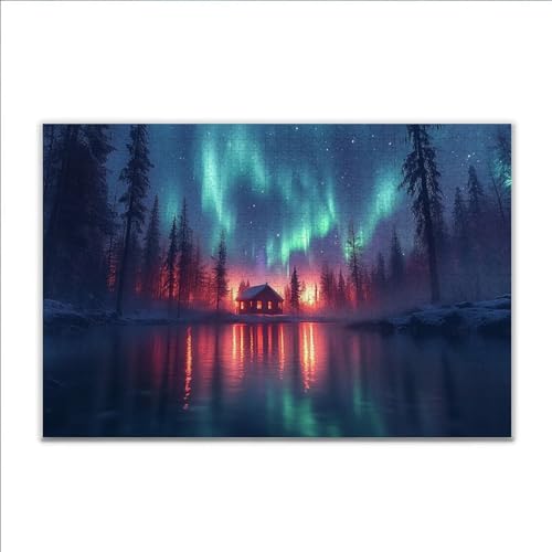 Puzzle Nordlicht Landschaft Klassische Puzzle 3000 Teile Erwachsene, Holzpuzzle Erwachsene Anspruchsvoll, Impossible Puzzel Kunst Lernspiel, Schwer Wooden Jigsaw Set Ostern Geschenk Wohnkultur D-4 von JIANFREY