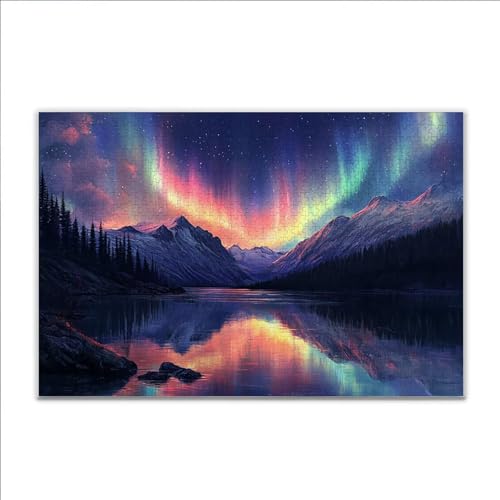 Puzzle Nordlicht Landschaft Klassische Puzzle 5000 Teile Erwachsene, Holzpuzzle Erwachsene Anspruchsvoll, Impossible Puzzel Kunst Lernspiel, Schwer Wooden Jigsaw Set Ostern Geschenk Wohnkultur A-3 von JIANFREY