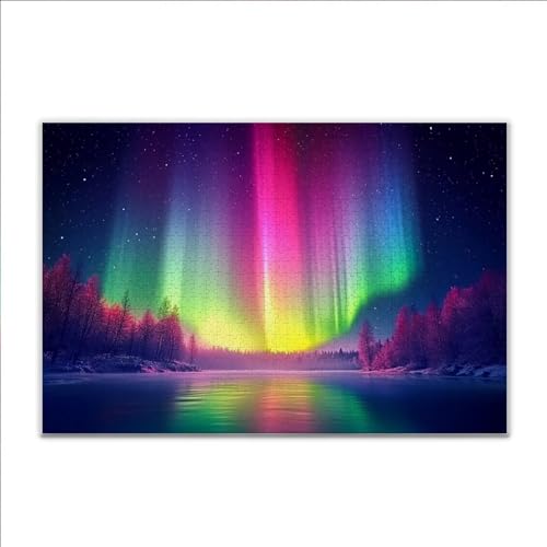 Puzzle Nordlicht Landschaft Klassische Puzzle 5000 Teile Erwachsene, Holzpuzzle Erwachsene Anspruchsvoll, Impossible Puzzel Kunst Lernspiel, Schwer Wooden Jigsaw Set Ostern Geschenk Wohnkultur B-5 von JIANFREY