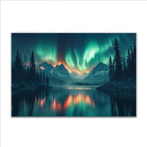 Puzzle Nordlicht Landschaft Klassische Puzzle 5000 Teile Erwachsene, Holzpuzzle Erwachsene Anspruchsvoll, Impossible Puzzel Kunst Lernspiel, Schwer Wooden Jigsaw Set Ostern Geschenk Wohnkultur D-2 von JIANFREY
