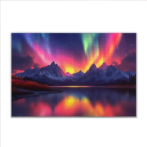 Puzzle Nordlicht Landschaft Klassische Puzzle 5000 Teile Erwachsene, Holzpuzzle Erwachsene Anspruchsvoll, Impossible Puzzel Kunst Lernspiel, Schwer Wooden Jigsaw Set Ostern Geschenk Wohnkultur J-6 von JIANFREY
