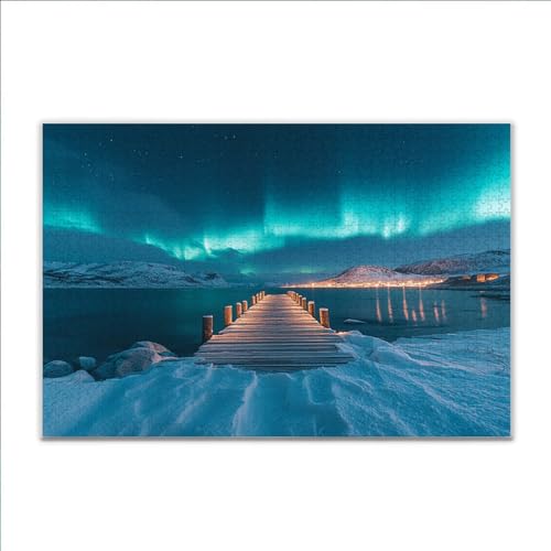 Puzzle Nordlicht Landschaft Klassische Puzzle 5000 Teile Erwachsene, Holzpuzzle Erwachsene Anspruchsvoll, Impossible Puzzel Kunst Lernspiel, Schwer Wooden Jigsaw Set Ostern Geschenk Wohnkultur O-8 von JIANFREY