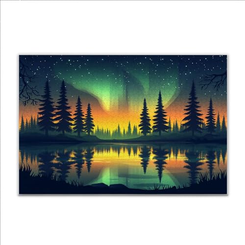 Puzzle Nordlicht Landschaft Klassische Puzzle 5000 Teile Erwachsene, Holzpuzzle Erwachsene Anspruchsvoll, Impossible Puzzel Kunst Lernspiel, Schwer Wooden Jigsaw Set Ostern Geschenk Wohnkultur S-6 von JIANFREY