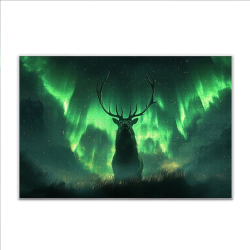 Puzzle Nordlicht REH Klassische Puzzle 3000 Teile Erwachsene, Holzpuzzle Erwachsene Anspruchsvoll, 2025 Impossible Puzzel Kunst Lernspiel, Schwer DIY Wooden Jigsaw Set Ostern Geschenk Wohnkultur M-2 von JIANFREY