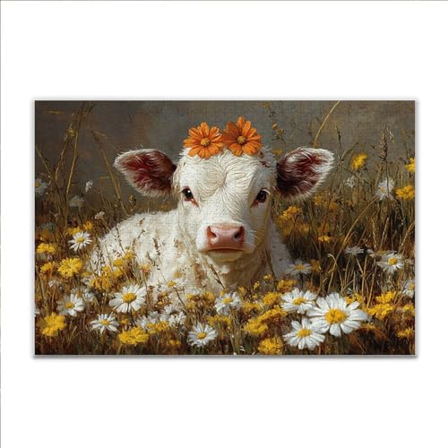 Puzzle Ochse Blume Klassische Puzzle 500 Teile Erwachsene, Holzpuzzle Erwachsene Anspruchsvoll, 2025 Impossible Puzzel Kunst Lernspiel, Schwer DIY Wooden Jigsaw Set Ostern Geschenk Wohnkultur R-6 von JIANFREY