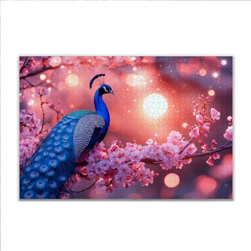 Puzzle Pfau Blume Klassische Puzzle 200 Teile Erwachsene, Holzpuzzle Erwachsene Anspruchsvoll, 2025 Impossible Puzzel Kunst Lernspiel, Schwer DIY Wooden Jigsaw Set Einzigartiges Ostern Geschenk H-8 von JIANFREY