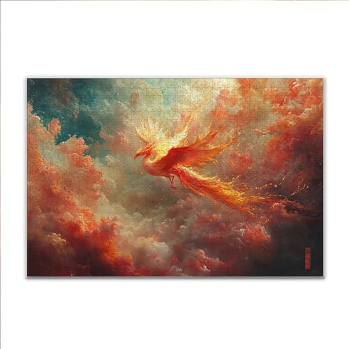Puzzle Phönix Vogel Klassische Puzzle 500 Teile Erwachsene, Holzpuzzle Erwachsene Anspruchsvoll, 2025 Impossible Puzzel Kunst Lernspiel, Schwer DIY Wooden Jigsaw Set Ostern Geschenk Wohnkultur S-3 von JIANFREY