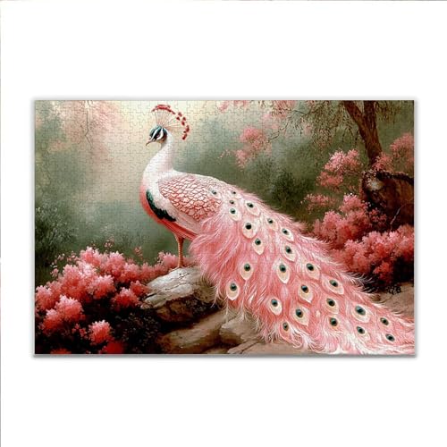 Puzzle Rosa Pfau Klassische Puzzle 500 Teile Erwachsene, Holzpuzzle Erwachsene Anspruchsvoll, 2025 Impossible Puzzel Kunst Lernspiel, Schwer DIY Wooden Jigsaw Set Einzigartiges Ostern Geschenk W-71 von JIANFREY