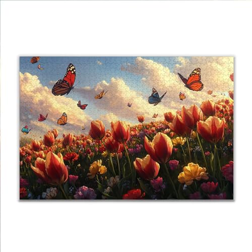 Puzzle Schmetterling Blume Klassische Puzzle 1500 Teile Erwachsene, Holzpuzzle Erwachsene Anspruchsvoll, 2025 Impossible Puzzel Kunst Lernspiel, Schwer Wooden Jigsaw Set Ostern Geschenk Wohnkultur W91 von JIANFREY