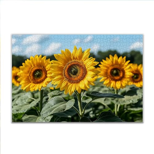 Puzzle Sonnenblume Landschaft Klassische Puzzle 500 Teile Erwachsene, Holzpuzzle Erwachsene Anspruchsvoll, 2025 Impossible Puzzel Kunst Lernspiel, Schwer DIY Wooden Jigsaw Set Ostern Geschenk A-7 von JIANFREY