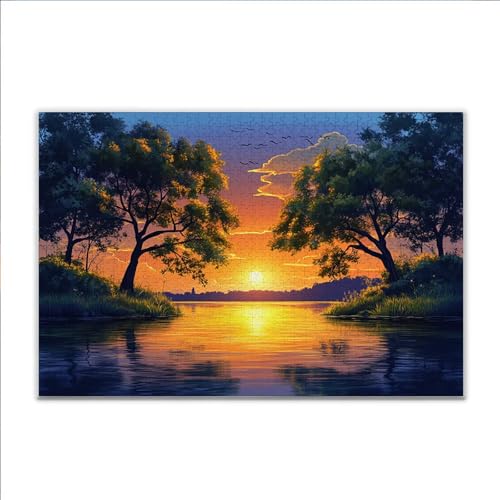 Puzzle Sonnenuntergang Frühling Klassische Puzzle 3000 Teile Erwachsene, Holzpuzzle Erwachsene Anspruchsvoll, 2025 Impossible Puzzel Kunst Lernspiel, Schwer DIY Wooden Jigsaw Set Ostern Geschenk V-5 von JIANFREY