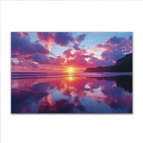 Puzzle Sonnenuntergang Landschaft Klassische Puzzle 1500 Teile Erwachsene, Holzpuzzle Erwachsene Anspruchsvoll, 2025 Impossible Puzzel Kunst Lernspiel, Schwer Wooden Jigsaw Set Ostern Geschenk U-89 von JIANFREY