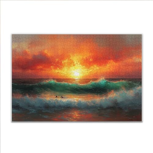 Puzzle Sonnenuntergang Ozean Klassische Puzzle 500 Teile Erwachsene, Holzpuzzle Erwachsene Anspruchsvoll, Impossible Puzzel Kunst Lernspiel, Schwer Wooden Jigsaw Set Ostern Geschenk Wohnkultur A-7 von JIANFREY