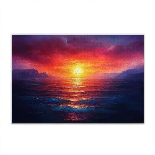 Puzzle Sonnenuntergang Ozean Klassische Puzzle 500 Teile Erwachsene, Holzpuzzle Erwachsene Anspruchsvoll, Impossible Puzzel Kunst Lernspiel, Schwer Wooden Jigsaw Set Ostern Geschenk Wohnkultur M-2 von JIANFREY