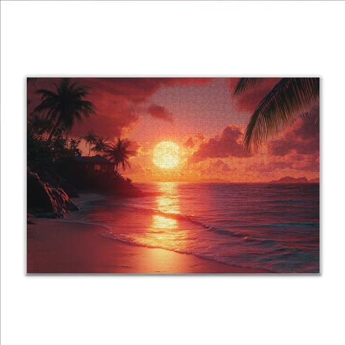 Puzzle Sonnenuntergang Ozean Klassische Puzzle 500 Teile Erwachsene, Holzpuzzle Erwachsene Anspruchsvoll, Impossible Puzzel Kunst Lernspiel, Schwer Wooden Jigsaw Set Ostern Geschenk Wohnkultur U-5 von JIANFREY