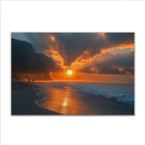 Puzzle Sonnenuntergang Ozean Klassische Puzzle 500 Teile Erwachsene, Holzpuzzle Erwachsene Anspruchsvoll, Impossible Puzzel Kunst Lernspiel, Schwer Wooden Jigsaw Set Ostern Geschenk Wohnkultur U-6 von JIANFREY