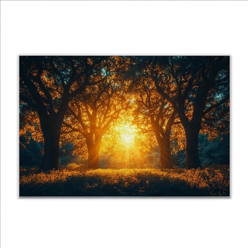 Puzzle Sonnenuntergang Wald Klassische Puzzle 1500 Teile Erwachsene, Holzpuzzle Erwachsene Anspruchsvoll, Impossible Puzzel Kunst Lernspiel, Schwer Wooden Jigsaw Set Ostern Geschenk Wohnkultur Q-7 von JIANFREY