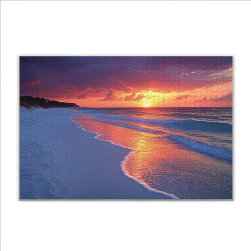 Puzzle Strand Sonnenuntergang Klassische Puzzle 1500 Teile Erwachsene, Holzpuzzle Erwachsene Anspruchsvoll, 2025 Impossible Puzzel Kunst Lernspiel, Schwer DIY Wooden Jigsaw Set Ostern Geschenk Y-3 von JIANFREY