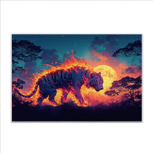 Puzzle Tiger Tier Klassische Puzzle 500 Teile Erwachsene, Holzpuzzle Erwachsene Anspruchsvoll, 2025 Impossible Puzzel Kunst Lernspiel, Schwer DIY Wooden Jigsaw Set Einzigartiges Ostern Geschenk R-31 von JIANFREY