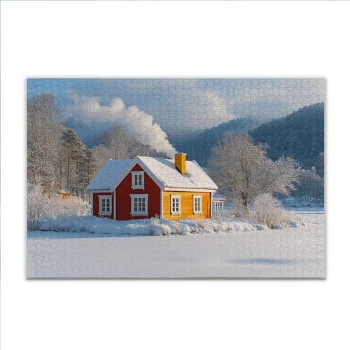 Puzzle Winter Landschaft Klassische Puzzle 1500 Teile Erwachsene, Holzpuzzle Erwachsene Anspruchsvoll, 2025 Impossible Puzzel Kunst Lernspiel, Schwer Wooden Jigsaw Set Ostern Geschenk Wohnkultur K-5 von JIANFREY