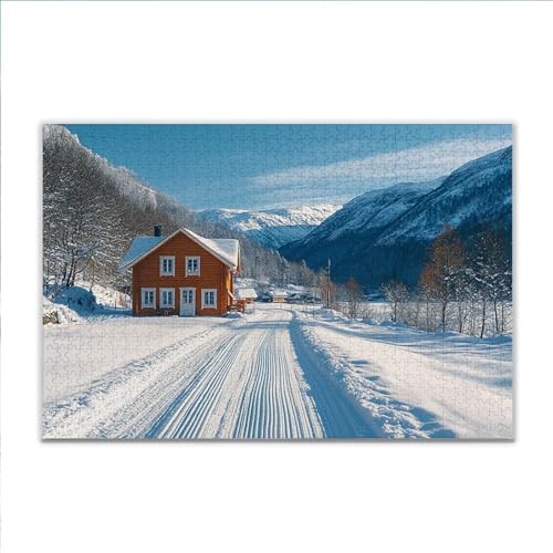 Puzzle Winter Landschaft Klassische Puzzle 1500 Teile Erwachsene, Holzpuzzle Erwachsene Anspruchsvoll, 2025 Impossible Puzzel Kunst Lernspiel, Schwer Wooden Jigsaw Set Ostern Geschenk Wohnkultur V-0 von JIANFREY