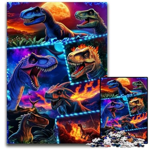 1000 Puzzleteile für Erwachsene, Dinosaurier-Puzzle aus Karton, Lernspiel, Herausforderungsspielzeug für Erwachsene und Jugendliche, 26x38cm von JIANGENNF