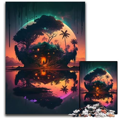 1000-Teile-Puzzle-Geschenke Magic Hut Holzpuzzles Herausforderndes Denkspiel - Entspannendes Spielzeug für Teenager 50x75cm/19,68x29,52 Zoll von JIANGENNF