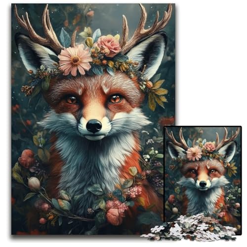 1000 Teile Puzzle für Erwachsene, Blumen und Füchse, Kartonpuzzle für Erwachsene, Lernspiel, Herausforderungsspielzeug für Erwachsene Teenager, 26x38cm von JIANGENNF