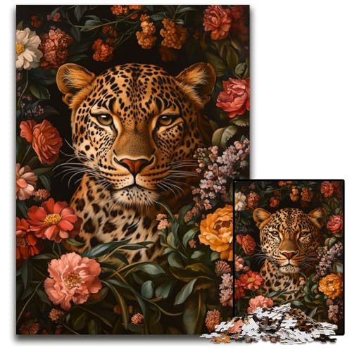 1000 Teile Puzzle für Erwachsene, Blumen und Leoparden, Holzpuzzle für Erwachsene, Lernspiel, Herausforderungsspielzeug für Erwachsene und Jugendliche, 50x75cm 1000 Teile Puzzle für Erwachsene, Blumen und Leoparden, Holzpuzzle für Erwachsene, Lernspiel, Herausforderungsspielzeug für Erwachsene und Jugendliche, 50x75cm von JIANGENNF
