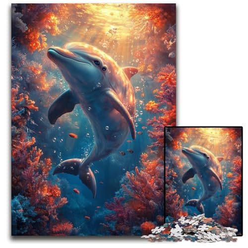 1000 Teile Puzzle für Erwachsene, Delphin, Holzpuzzle für Erwachsene, Lernspiel, Herausforderungsspielzeug für Erwachsene und Jugendliche, 50x75cm 1000 Teile Puzzle für Erwachsene, Delphin, Holzpuzzle für Erwachsene, Lernspiel, Herausforderungsspielzeug für Erwachsene und Jugendliche, 50x75cm von JIANGENNF