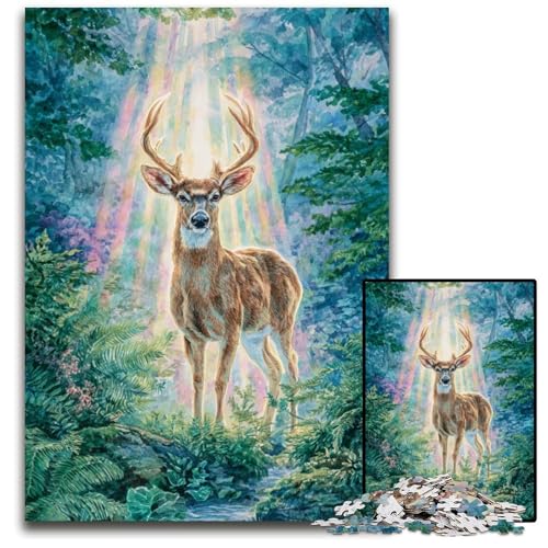 1000 Teile Puzzle für Erwachsene, Dschungelhirsch, Holzpuzzle, Weihnachten, Halloween, Ostern, Neujahr, 50x75cm 1000 Teile Puzzle für Erwachsene, Dschungelhirsch, Holzpuzzle, Weihnachten, Halloween, Ostern, Neujahr, 50x75cm von JIANGENNF