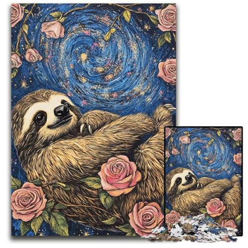 1000 Teile Puzzle für Erwachsene, Galaxie-Faultier, Kartonpuzzle für Erwachsene, Lernspiel, Herausforderungsspielzeug für Erwachsene Teenager, 26x38cm von JIANGENNF