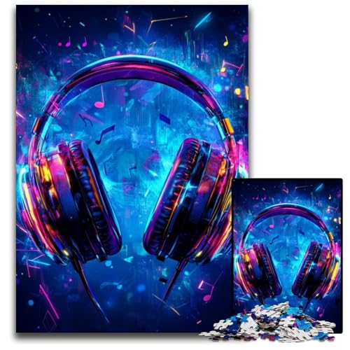 1000 Teile Puzzle für Erwachsene, Galaxie-Kopfhörer, Holzpuzzle, Spiel für Erwachsene, Geschenk, interaktives Familienspiel, Gehirn-Herausforderung, Geschenk, 50x75cm von JIANGENNF