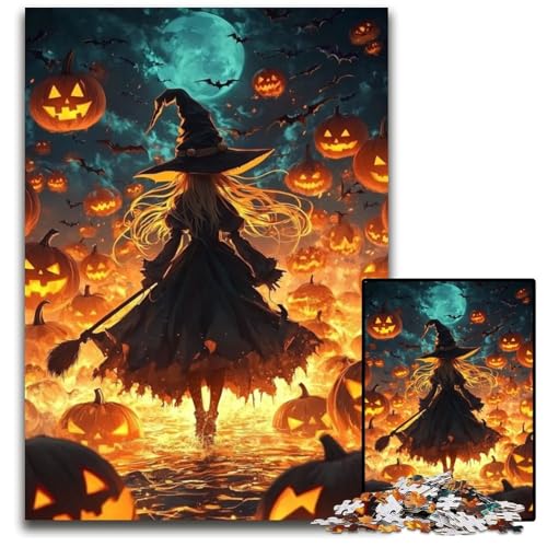 1000 Teile Puzzle für Erwachsene, Halloween-Hexe, Karton-Puzzle für Erwachsene, Lernspiel, Herausforderungsspielzeug für Erwachsene und Jugendliche, 26x38cm 1000 Teile Puzzle für Erwachsene, Halloween-Hexe, Karton-Puzzle für Erwachsene, Lernspiel, Herausforderungsspielzeug für Erwachsene und Jugendliche, 26x38cm von JIANGENNF