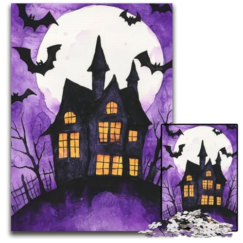 1000 Teile Puzzle für Erwachsene, Halloween-Schloss, Karton-Puzzle für Erwachsene, Lernspiel, Herausforderungsspielzeug für Erwachsene Teenager, 26x38cm 1000 Teile Puzzle für Erwachsene, Halloween-Schloss, Karton-Puzzle für Erwachsene, Lernspiel, Herausforderungsspielzeug für Erwachsene Teenager, 26x38cm von JIANGENNF