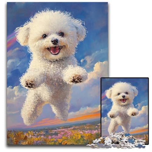 1000 Teile Puzzle für Erwachsene, Happy Dog, Kartonpuzzle für Erwachsene, Lernspiel, Herausforderungsspielzeug für Erwachsene Teenager, 26x38cm von JIANGENNF