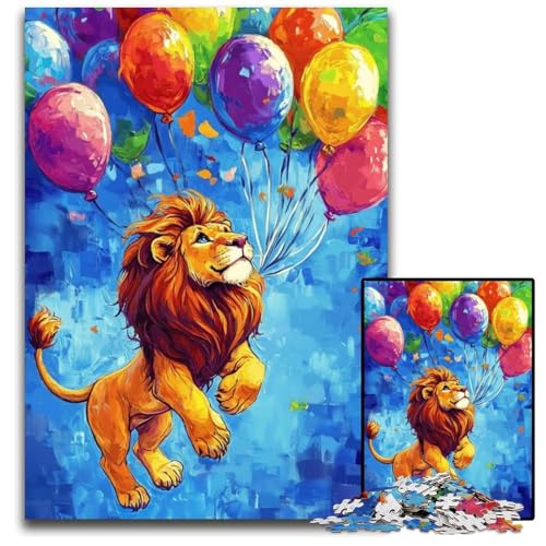 1000 Teile Puzzle für Erwachsene, Heißluftballon-Löwe, Kartonpuzzle für Erwachsene, Lernspiel, Herausforderungsspielzeug für Erwachsene Teenager, 26x38cm von JIANGENNF