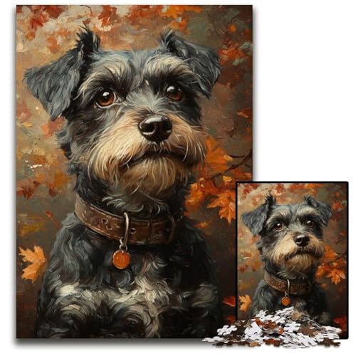 1000 Teile Puzzle für Erwachsene, Herbstpudel, Kartonpuzzle für Familienspaß, geeignet als Schreibtischdekoration für Kinder ab 14 Jahren, 26x38cm von JIANGENNF