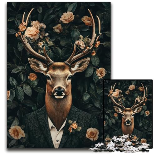 1000 Teile Puzzle für Erwachsene, Hirsch, Kartonpuzzle für Erwachsene, Lernspiel, Herausforderungsspielzeug für Erwachsene und Jugendliche, 26x38cm von JIANGENNF