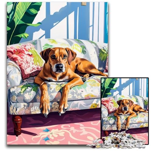 1000 Teile Puzzle für Erwachsene, Hund auf dem Sofa, Papppuzzle für Erwachsene, Lernspiel, Herausforderungsspielzeug für Erwachsene Teenager, 26x38cm von JIANGENNF
