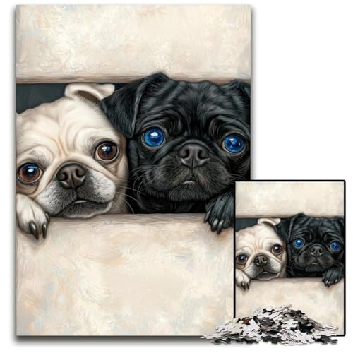 1000 Teile Puzzle für Erwachsene, Mops, Holzpuzzle, pädagogisches Denkspiel, künstlerische Heim- und Bürodekoration, ab 14 Jahren, 50x75cm 1000 Teile Puzzle für Erwachsene, Mops, Holzpuzzle, pädagogisches Denkspiel, künstlerische Heim- und Bürodekoration, ab 14 Jahren, 50x75cm von JIANGENNF