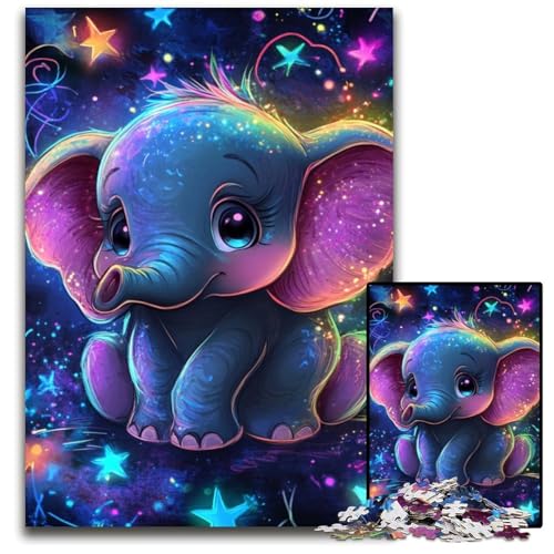 1000 Teile Puzzle für Erwachsene, Stern-Elefantenbaby, Holzpuzzle für Erwachsene, Lernspiel, Herausforderungsspielzeug für Erwachsene und Jugendliche, 50x75cm 1000 Teile Puzzle für Erwachsene, Stern-Elefantenbaby, Holzpuzzle für Erwachsene, Lernspiel, Herausforderungsspielzeug für Erwachsene und Jugendliche, 50x75cm von JIANGENNF