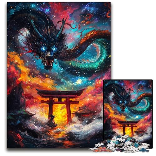 1000 Teile Puzzle für Erwachsene, Torii-Tor-Drache, Holzpuzzle, Weihnachten, Halloween, Ostern, Neujahr, 50x75cm von JIANGENNF