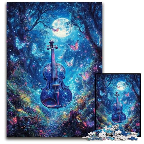 1000 Teile Puzzle für Erwachsene, Waldgitarre, Holzpuzzle für Erwachsene, Lernspiel, Herausforderungsspielzeug für Erwachsene und Jugendliche, 50x75cm von JIANGENNF