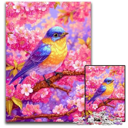 1000 Teile Puzzle für Erwachsene Blumen Spatz Karton Puzzles Spiel für Erwachsene Geschenk Familieninteraktives Spiel Gehirn Herausforderung Geschenk 26X38CM von JIANGENNF