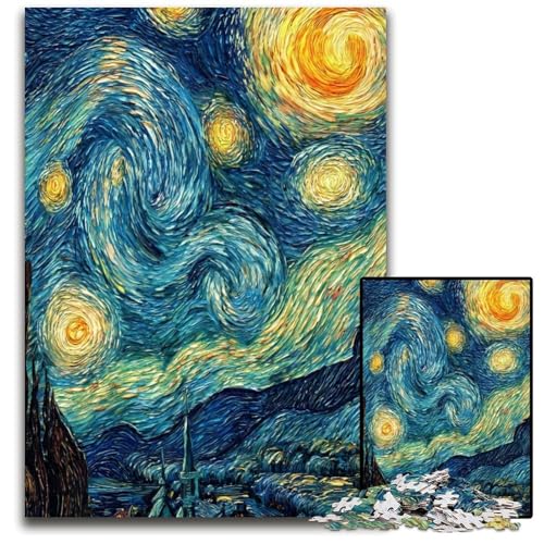 1000 Teile Puzzle für Erwachsene Nachthimmel-Schloss Holzpuzzle Spiel für Erwachsene Geschenk Familieninteraktives Spiel Gehirn-Herausforderungsgeschenk 50X75CM von JIANGENNF