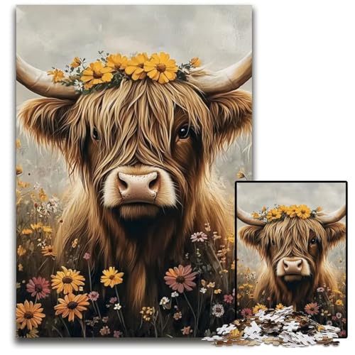 1000 Teile Puzzle für Erwachsene Yak Holzpuzzle Spiel für Erwachsene Geschenk Familieninteraktives Spiel Gehirnherausforderung Geschenk 50X75CM von JIANGENNF