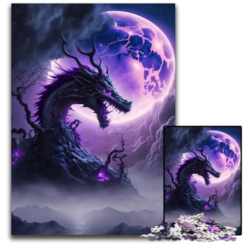 1000-teiliges Drachen-Puzzle für Erwachsene, Denkspiel, interaktives Familienspiel, geeignet für Kinder ab 14 Jahren, 26x38cm/10,23x14,96 Zoll von JIANGENNF
