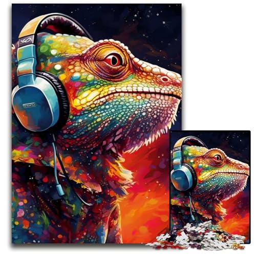 1000-teiliges Jigsaw Art Chamäleon-Puzzle für Erwachsene, anspruchsvolles Denkspiel für Teenager, unterhaltsames interaktives Spiel für die ganze Familie, 50x75cm/19,68x29,52 Zoll 1000-teiliges Jigsaw Art Chamäleon-Puzzle für Erwachsene, anspruchsvolles Denkspiel für Teenager, unterhaltsames interaktives Spiel für die ganze Familie, 50x75cm/19,68x29,52 Zoll von JIANGENNF