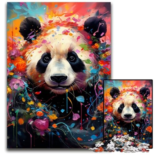 1000-teiliges Panda-Puzzle, herausforderndes Denkspiel zum Selbermachen, interaktives Familienspielzeug, 26x38cm/10,23x14,96 Zoll von JIANGENNF